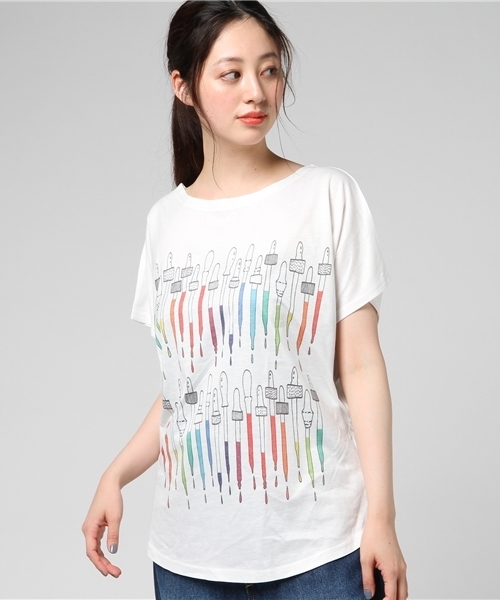 rovtski(ロフトスキー)の「rovtski AラインTシャツ半袖/5L17042608(Tシャツ/カットソー・レディース・ホワイト系その他2/ホワイト系その他/ホワイト系その他3・FREE)」の2枚目の写真