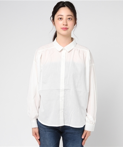 LBC（エルビーシー）の「60ローンビッグブラウス             （シャツ/ブラウス・レディース・ホワイト/ダークグリーン・MEDIUM/LARGE）」の3枚目の写真