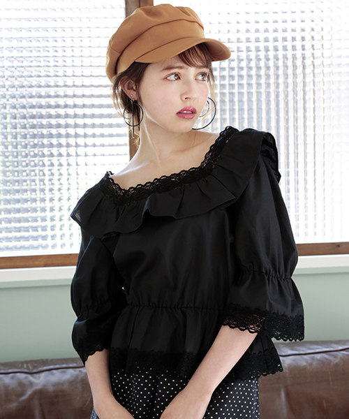 one after another NICE CLAUP(ワンアフターアナザーナイスクラップ)の「ロマンティックブラウス(シャツ/ブラウス・レディース・ブラック/オフホワイト/ベージュ/チェック・FREE)」の3枚目の写真