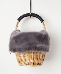 LBC | フェイクファーフラップバケツカゴトート             (かごバッグ)