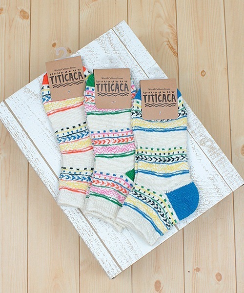 チチカカ（チチカカ）の「ネップキカボーダーアンクルソックス 23-25cm Sサイズ / 25-27cm Mサイズ（ソックス/靴下・レディース・オレンジ/ブルー/グリーン・SMALL/MEDIUM）」の6枚目の写真