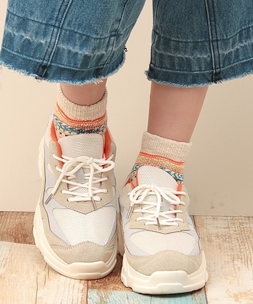 チチカカ（チチカカ）の「ネップキカボーダーアンクルソックス 23-25cm Sサイズ / 25-27cm Mサイズ（ソックス/靴下・レディース・オレンジ/ブルー/グリーン・SMALL/MEDIUM）」の11枚目の写真