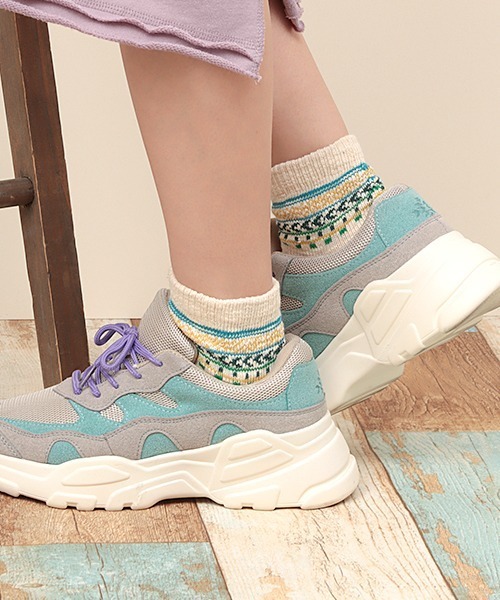 チチカカ（チチカカ）の「ネップキカボーダーアンクルソックス 23-25cm Sサイズ / 25-27cm Mサイズ（ソックス/靴下・レディース・オレンジ/ブルー/グリーン・SMALL/MEDIUM）」の13枚目の写真