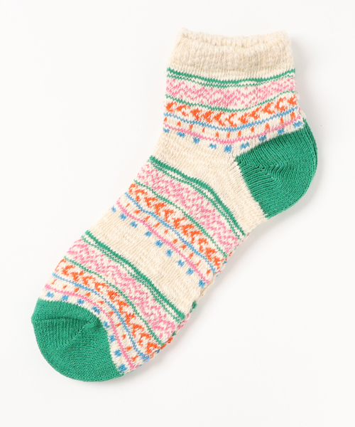 チチカカ（チチカカ）の「ネップキカボーダーアンクルソックス 23-25cm Sサイズ / 25-27cm Mサイズ（ソックス/靴下・レディース・オレンジ/ブルー/グリーン・SMALL/MEDIUM）」の5枚目の写真