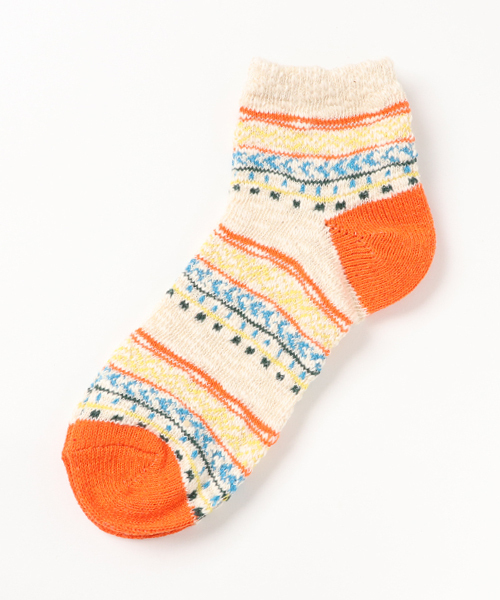チチカカ（チチカカ）の「ネップキカボーダーアンクルソックス 23-25cm Sサイズ / 25-27cm Mサイズ（ソックス/靴下・レディース・オレンジ/ブルー/グリーン・SMALL/MEDIUM）」の4枚目の写真