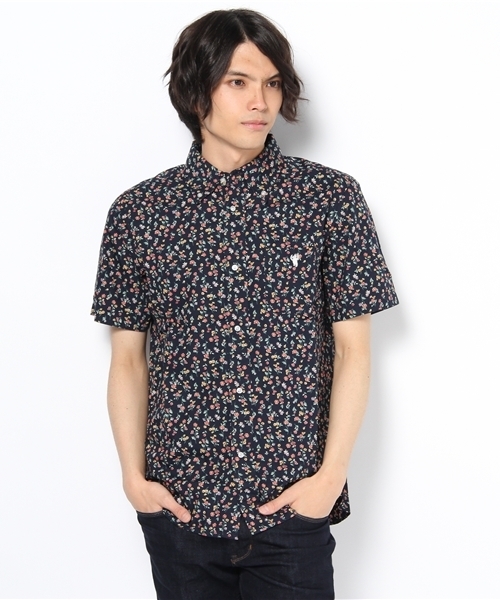 coen(コーエン)の「フラワープリントボタンダウンシャツ(シャツ/ブラウス・メンズ・ネイビー/ホワイト・X-LARGE/SMALL/MEDIUM/LARGE)」の2枚目の写真