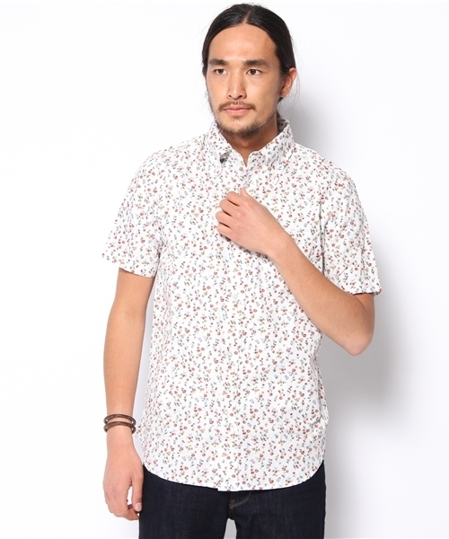 coen(コーエン)の「フラワープリントボタンダウンシャツ(シャツ/ブラウス・メンズ・ネイビー/ホワイト・X-LARGE/SMALL/MEDIUM/LARGE)」の1枚目の写真