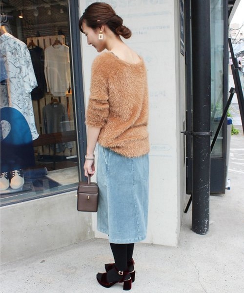 SLOBE IENA(スローブイエナ)の「LE DENIM ベルベットスカート◆(スカート・レディース・ネイビー/ブルー・36/38/40)」の11枚目の写真