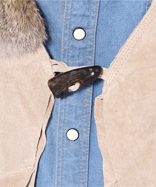 goa(ゴア)の「ラビットファー付レザーフリンジベスト(ベスト・レディース・ブラウン/ベージュ・FREE)」の7枚目の写真