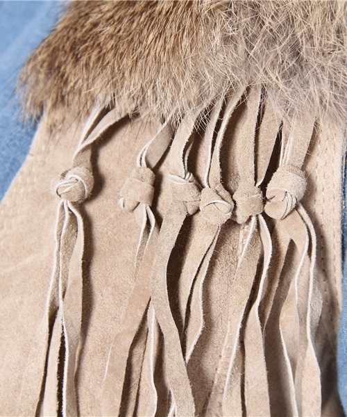 goa(ゴア)の「ラビットファー付レザーフリンジベスト(ベスト・レディース・ブラウン/ベージュ・FREE)」の8枚目の写真