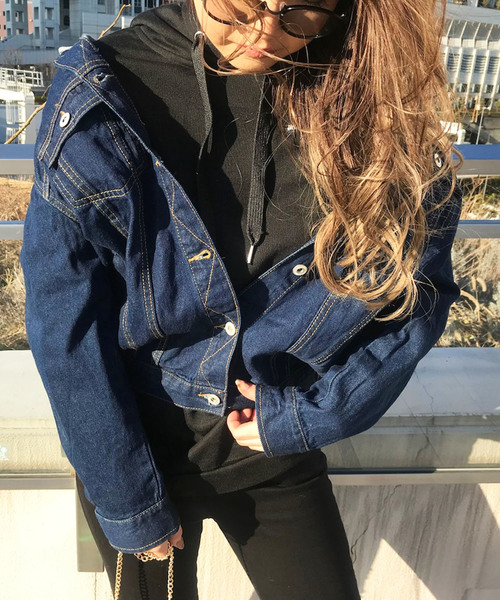 【美品】エビス　デニムジャケット　セルビッチ　パーカー　濃紺　カモメ　フードM JAPAN BLUE JEANS（ジャパンブルージーンズ） 別注 モンスター デニム