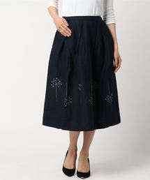 imprimeレーヨン麻裾プリントスカート