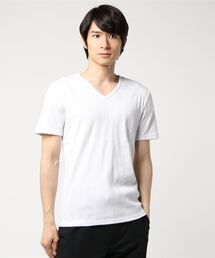 セクシーな男のVネック半袖Tシャツ ランダムテレコ