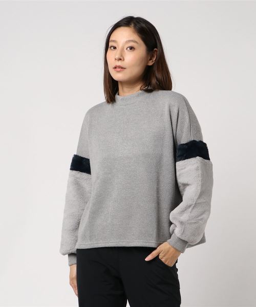 STYLEBLOCK（スタイルブロック）の「起毛×フェイクファースリーブプルオーバー（ニット/セーター・レディース・ブラック/グレー/アイボリー/ブラウン・M）」の3枚目の写真