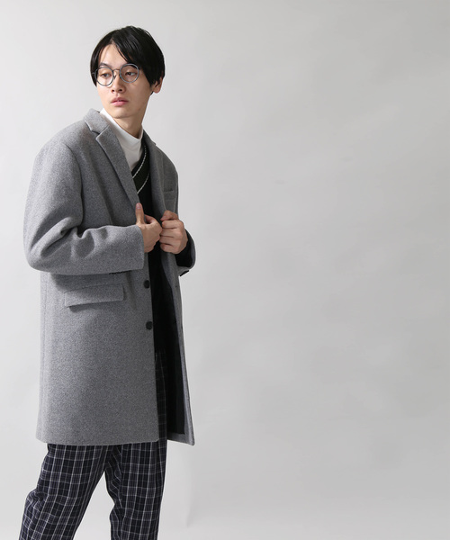 WEGO（ウィゴー）の「WEGO/ニットメルトンチェスターコート（チェスターコート・メンズ・ブラック/ネイビー/グレー/キャメル・SMALL/MEDIUM/LARGE）」の7枚目の写真