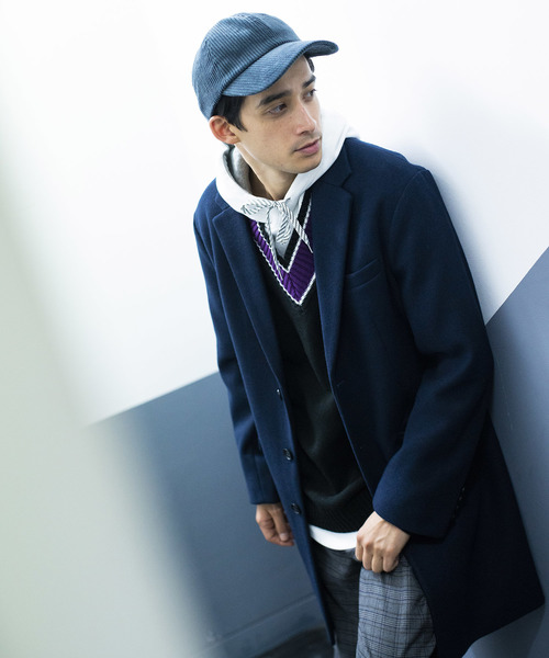 WEGO（ウィゴー）の「WEGO/ニットメルトンチェスターコート（チェスターコート・メンズ・ブラック/ネイビー/グレー/キャメル・SMALL/MEDIUM/LARGE）」の20枚目の写真