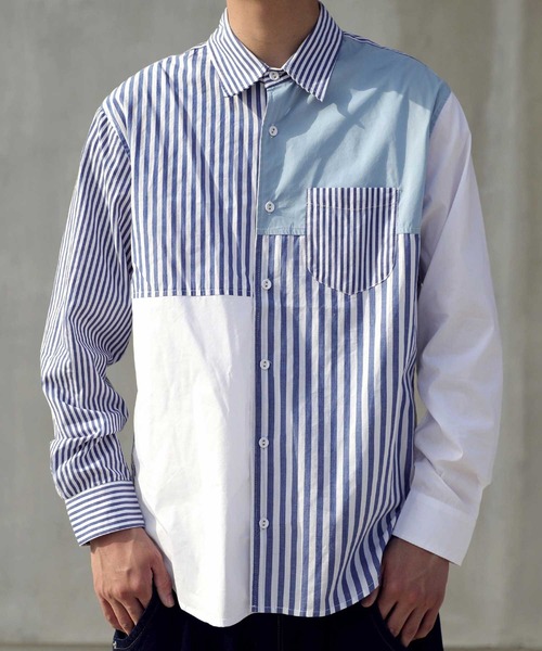 ストライプ切替シャツ シャツ ブラウス Antiqua アンティカ のファッション通販 Zozotown