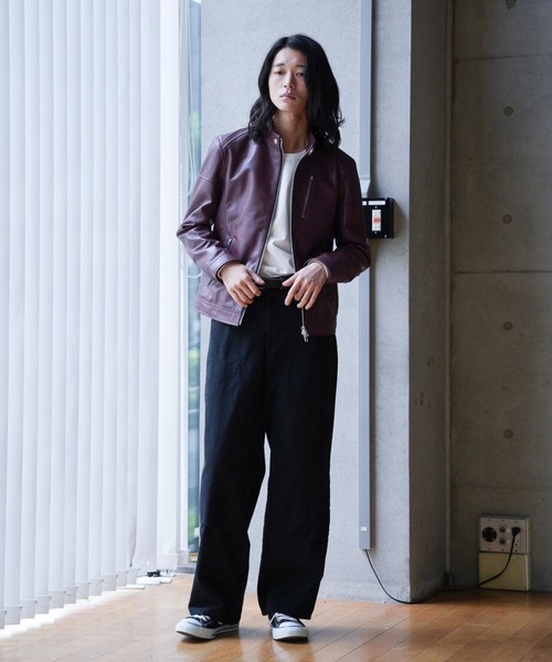 RATTLE TRAP シープレザー シングルライダースジャケット ネイビー セール】SHEEP LEATHER/シープレザー シングルライダース