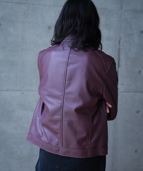 【美品】ラトルトラップ/シープレザーシングルライダースジャケット/羊革/ボルドー SHEEP LEATHER/シープレザー シングルライダースジャケット