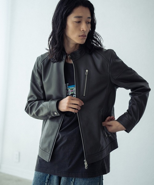 極美品✨ ラトルトラップ シングル ライダースジャケット レザー 羊革 ブラック ラトルトラップ RattleTrap シングルライダースレザージャケット