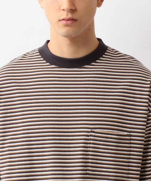 Steven Alan（スティーブンアラン）の「＜Steven Alan＞ LIGHT TRKY BORDER RINGER TEE/Tシャツ（Tシャツ/カットソー・メンズ・ベージュ/ライトブルー・X-LARGE/LARGE/SMALL/MEDIUM）」の6枚目の写真