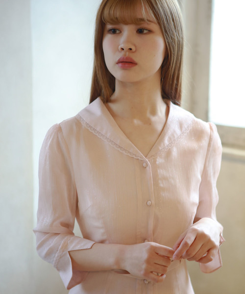 lissi Boutique(リージーブティック)の「ハイウエスト襟ワンピース(ワンピース・レディース・ピンク・FREE)」の4枚目の写真