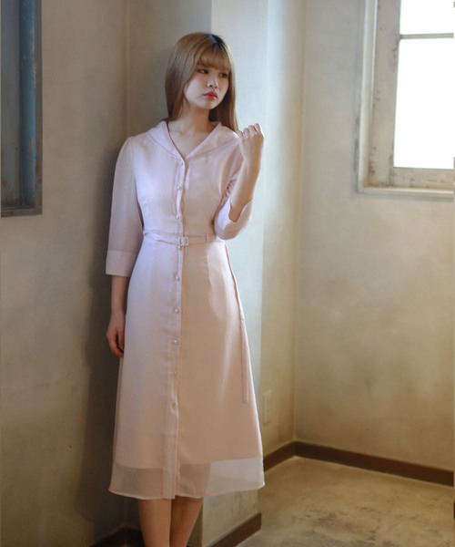 lissi Boutique(リージーブティック)の「ハイウエスト襟ワンピース(ワンピース・レディース・ピンク・FREE)」の5枚目の写真