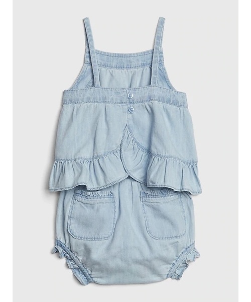 GAP（ギャップ）の「デニムラッフル セット（ワンピース・キッズ・ライトブルー・18-24M/6-12M/0-3M/3-6M/12-18M）」の4枚目の写真