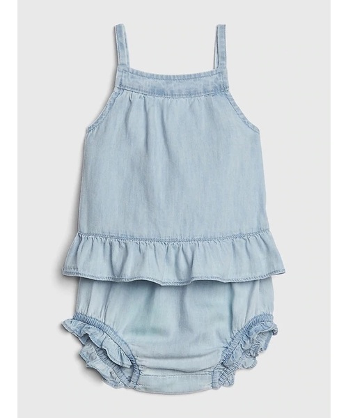 GAP（ギャップ）の「デニムラッフル セット（ワンピース・キッズ・ライトブルー・18-24M/6-12M/0-3M/3-6M/12-18M）」の3枚目の写真