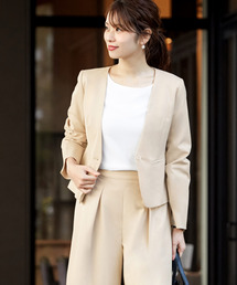 Flolia（フロリア）の「ノーカラージャケット クロップド丈パンツ セットアップ スーツ フォーマル セレモニー 卒業式 卒園式 入学式 入園式 ママスーツ ビジネス 七五三 ママ 母親（スーツセット）」