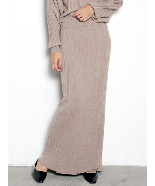 COTORICA.(コトリカ)の「ラップ風ニットスカート(スカート)」|ベージュ