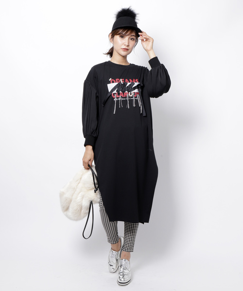 Re.Verofonna(ヴェロフォンナ)の「ヴィンテージサテンスリーブロングロゴT(Tシャツ/カットソー)」|ブラック