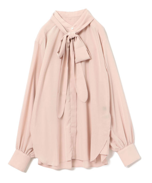 SHIPS(シップス)の「PrimaryNavyLabel:ソリッド/小紋ボウタイブラウス(シャツ/ブラウス・レディース・ネイビー/ダークブルー/ライトピンク・38/36)」の3枚目の写真