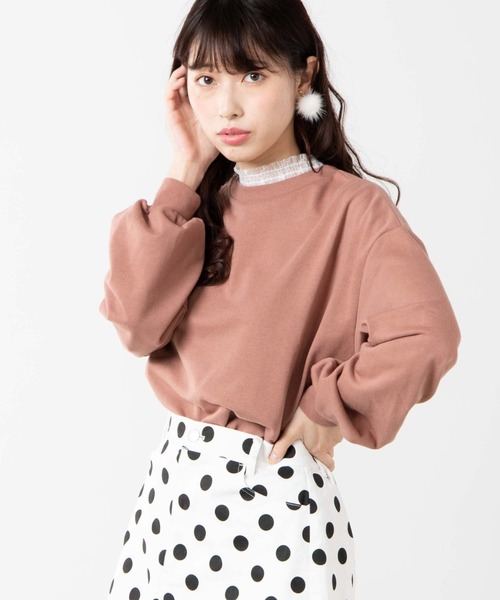 WEGO(ウィゴー)の「WEGO/シャーリングレーススウェット(スウェット・レディース・ブラック/ベージュ/パープル/アイボリー/ダークグリーン/ピンク/スミクロ・FREE)」の7枚目の写真