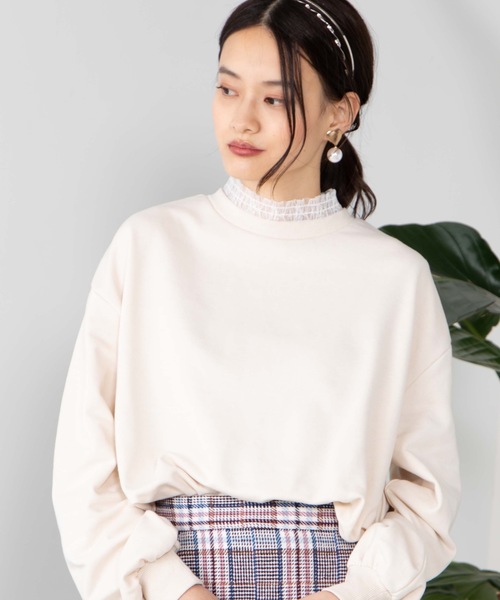WEGO(ウィゴー)の「WEGO/シャーリングレーススウェット(スウェット・レディース・ブラック/ベージュ/パープル/アイボリー/ダークグリーン/ピンク/スミクロ・FREE)」の2枚目の写真