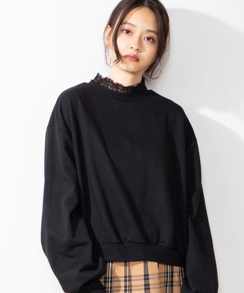 WEGO(ウィゴー)の「WEGO/シャーリングレーススウェット(スウェット・レディース・ブラック/ベージュ/パープル/アイボリー/ダークグリーン/ピンク/スミクロ・FREE)」の3枚目の写真