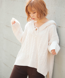 VANNIE U | VANNIE U ケーブルオーバーフードニット(ニット/セーター)