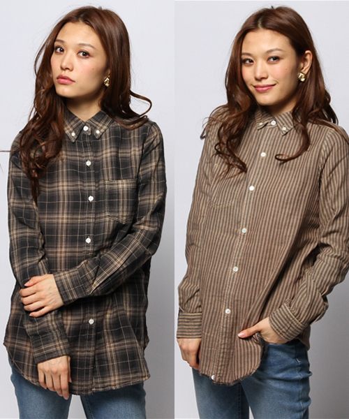 goa(ゴア)の「オーバーダイダブルガーゼチェック リバーシブルシャツ(シャツ/ブラウス・レディース・ブラック/ベージュ/グリーン/ブルー/レッド・FREE)」の2枚目の写真