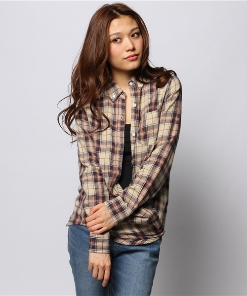 goa(ゴア)の「オーバーダイダブルガーゼチェック リバーシブルシャツ(シャツ/ブラウス・レディース・ブラック/ベージュ/グリーン/ブルー/レッド・FREE)」の6枚目の写真