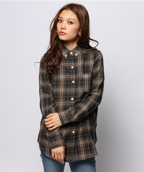 goa(ゴア)の「オーバーダイダブルガーゼチェック リバーシブルシャツ(シャツ/ブラウス・レディース・ブラック/ベージュ/グリーン/ブルー/レッド・FREE)」の10枚目の写真