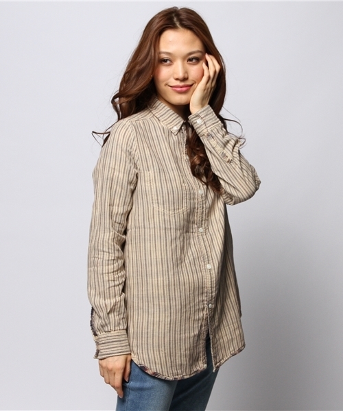 goa(ゴア)の「オーバーダイダブルガーゼチェック リバーシブルシャツ(シャツ/ブラウス・レディース・ブラック/ベージュ/グリーン/ブルー/レッド・FREE)」の15枚目の写真