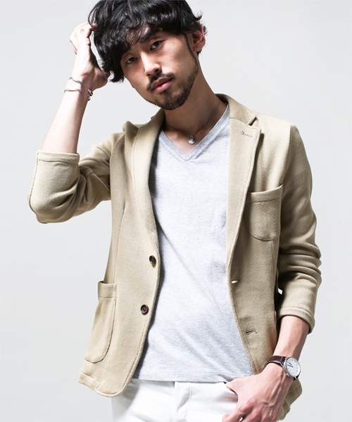 NANO universe(ナノユニバース)の「天竺編みJK(テーラードジャケット・メンズ・ブラック/チャコール/ベージュ/ネイビー・MEDIUM/X-LARGE/SMALL/LARGE)」の4枚目の写真