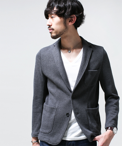 NANO universe(ナノユニバース)の「天竺編みJK(テーラードジャケット・メンズ・ブラック/チャコール/ベージュ/ネイビー・MEDIUM/X-LARGE/SMALL/LARGE)」の3枚目の写真