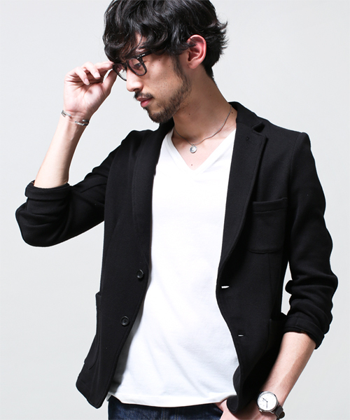 NANO universe(ナノユニバース)の「天竺編みJK(テーラードジャケット・メンズ・ブラック/チャコール/ベージュ/ネイビー・MEDIUM/X-LARGE/SMALL/LARGE)」の2枚目の写真