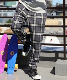 チェックアンクルテーパードパンツ