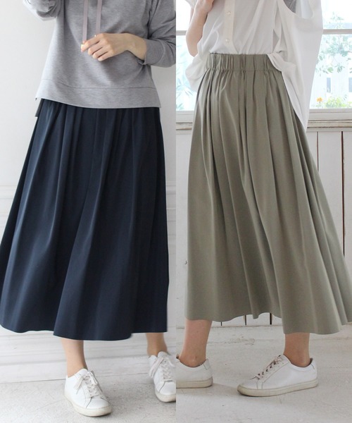 TRUDEA（トルディア）の「リバーシブル　ロングスカート（スカート・レディース・カーキ/ピンク/イエロー/ブルー/ネイビー/ブラック/グリーン/ブラウン/ライトグレー/ラベンダー/モカ/サックスブルー/パープル/アイボリー/ミント/オレンジ/グレイッシュブルー/レンガ・MEDIUM）」の7枚目の写真