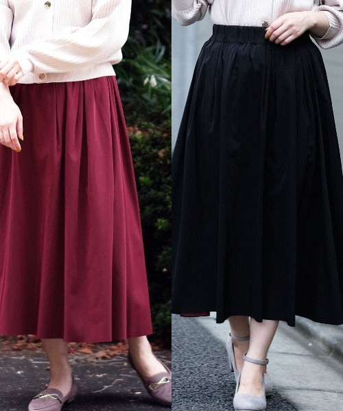 TRUDEA（トルディア）の「リバーシブル　ロングスカート（スカート・レディース・カーキ/ピンク/イエロー/ブルー/ネイビー/ブラック/グリーン/ブラウン/ライトグレー/ラベンダー/モカ/サックスブルー/パープル/アイボリー/ミント/オレンジ/グレイッシュブルー/レンガ・MEDIUM）」の3枚目の写真