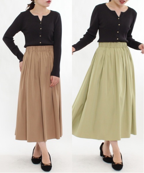 TRUDEA（トルディア）の「リバーシブル　ロングスカート（スカート・レディース・カーキ/ピンク/イエロー/ブルー/ネイビー/ブラック/グリーン/ブラウン/ライトグレー/ラベンダー/モカ/サックスブルー/パープル/アイボリー/ミント/オレンジ/グレイッシュブルー/レンガ・MEDIUM）」の19枚目の写真