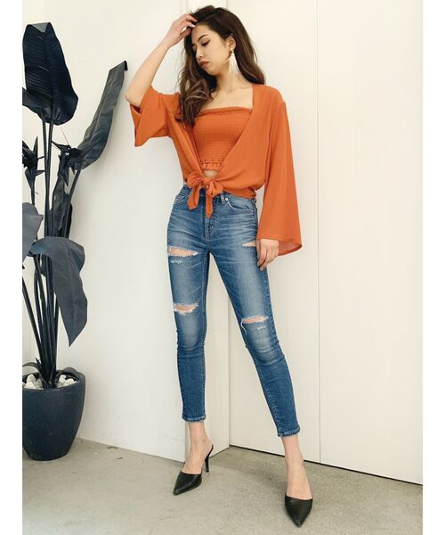 GYDA(ジェイダ)の「Sabrina crash デニムパンツ(デニムパンツ・レディース・ライトブルー/ブルー・SMALL/MEDIUM/X-SMALL)」の4枚目の写真