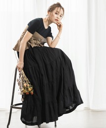 KOBE LETTUCE | 【WEARISTA田中亜希子さん×KOBE LETTUCEコラボ】インド綿ティアードマキシスカート(スカート)